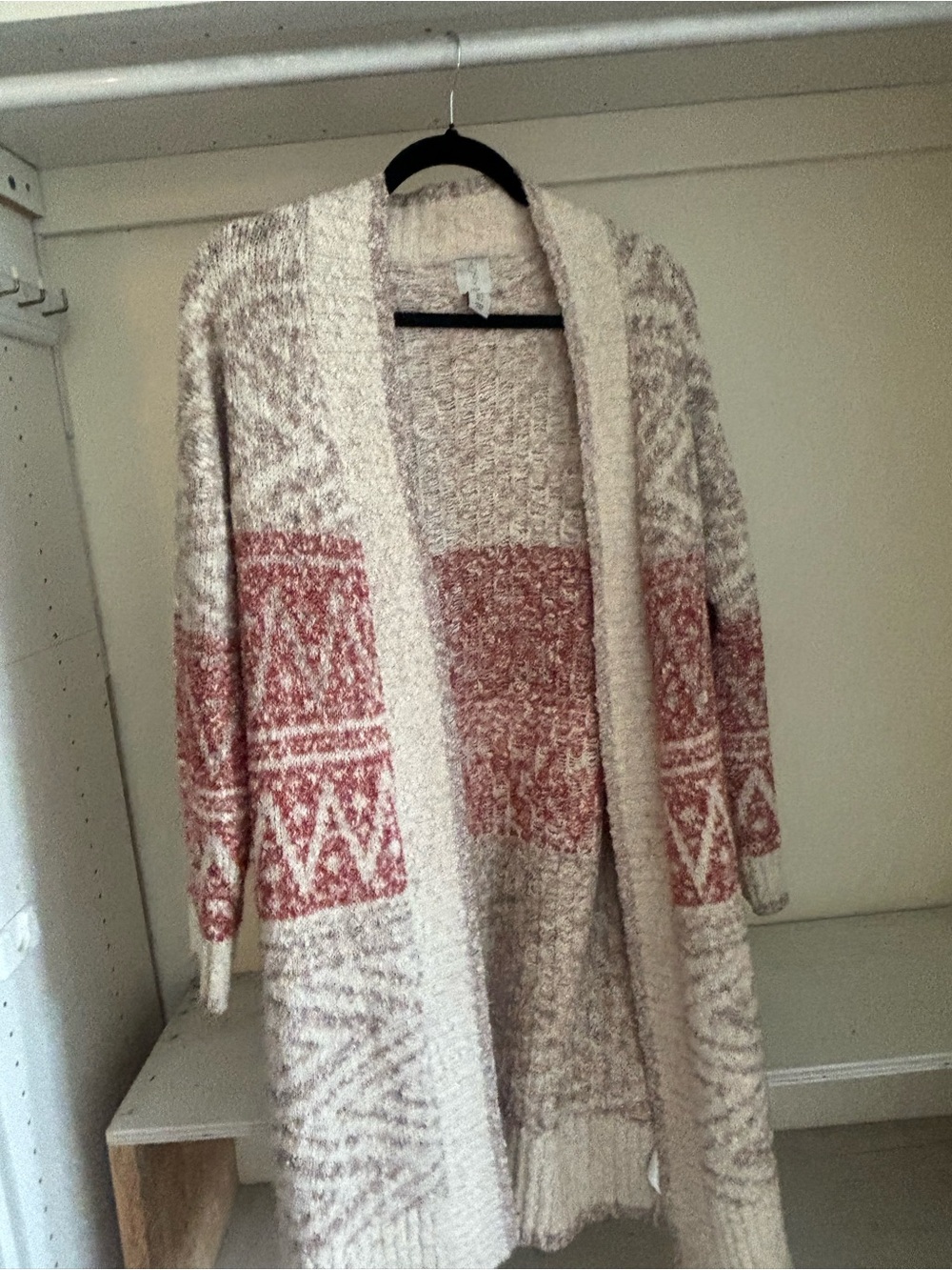 Joie Open-Front Cozy Cardigan in Cream and Dusty Rose - Picture 1 of 3